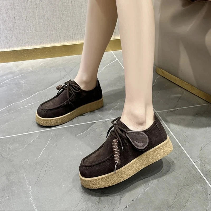 AIYUQI 2026 Damen-Loafer aus echtem Leder, flache Schnürschuhe, große Größe