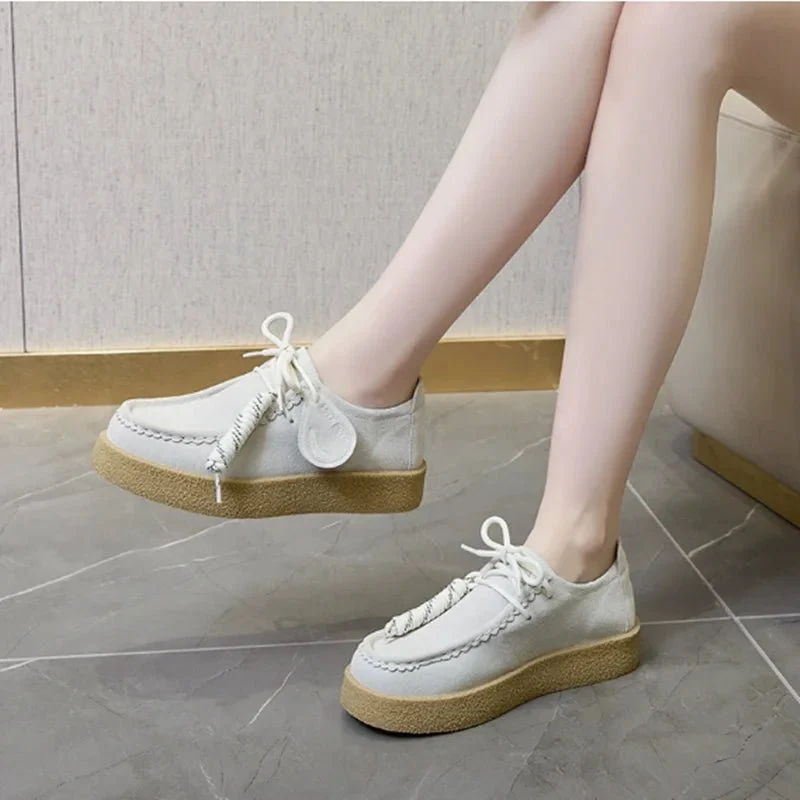 AIYUQI 2026 Damen-Loafer aus echtem Leder, flache Schnürschuhe, große Größe