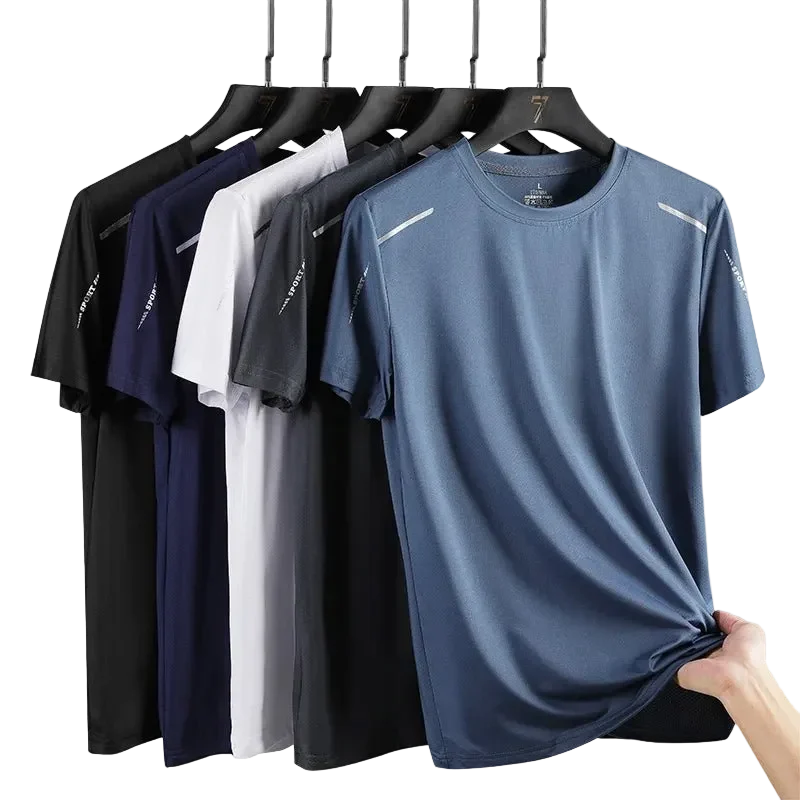 CHRLCK Herren Schnelltrocknendes Laufshirt - Atmungsaktives Outdoor-Sportshirt zum Wandern und Angeln - Weiches, elastisches Sommershirt