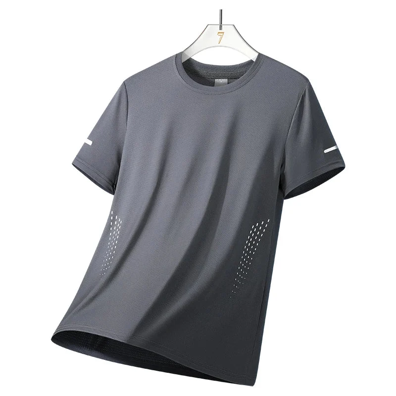 CHRLCK Herren Schnelltrocknendes Laufshirt - Atmungsaktives Outdoor-Sportshirt zum Wandern und Angeln - Weiches, elastisches Sommershirt