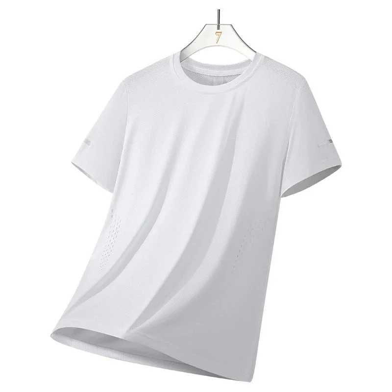 CHRLCK Herren Schnelltrocknendes Laufshirt - Atmungsaktives Outdoor-Sportshirt zum Wandern und Angeln - Weiches, elastisches Sommershirt