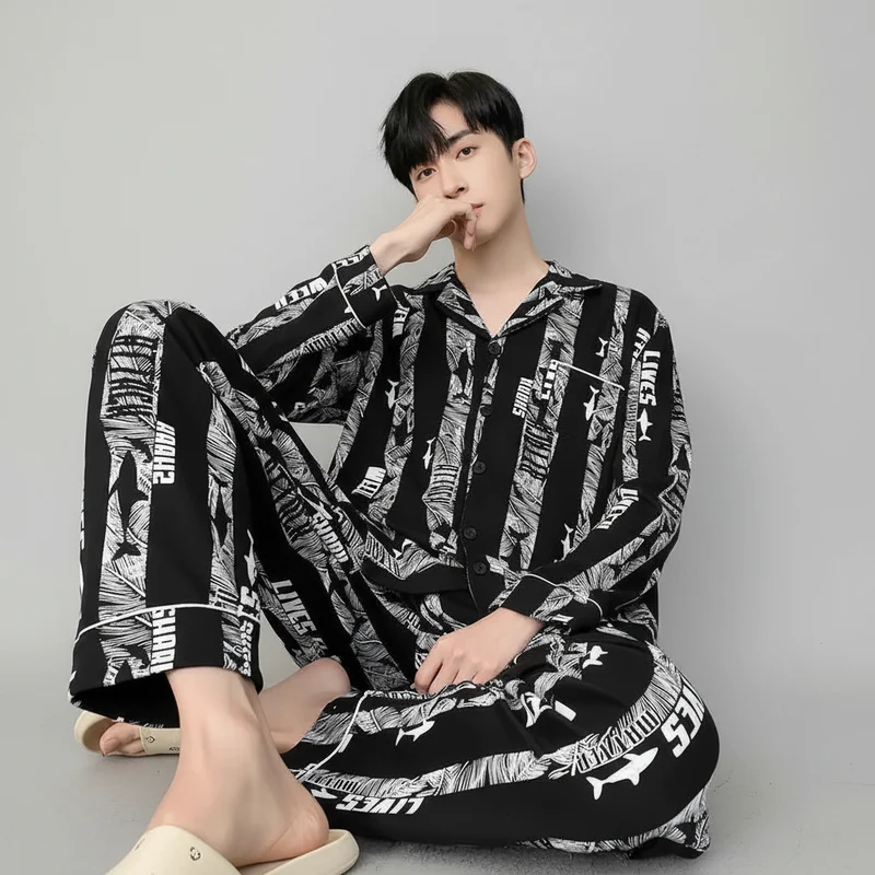 Herrenpyjama in großen Größen aus weichem Baumwollmischgewebe (L-4XL)