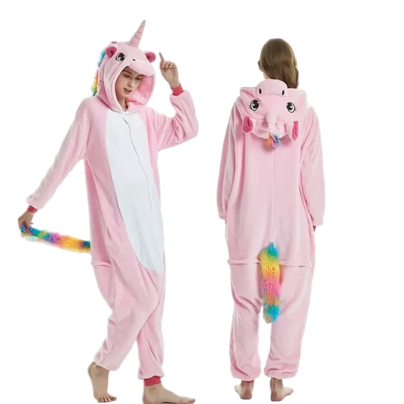 Unisex-Winter-Tier-Einteiler – Lustige, flauschige Schlafanzüge für Kinder und Erwachsene