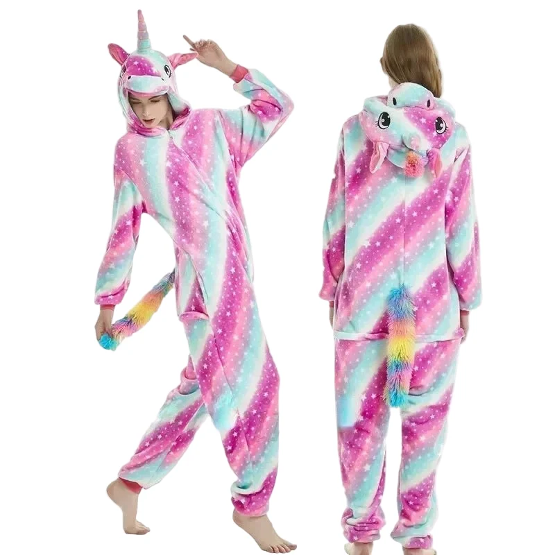 Unisex-Winter-Tier-Einteiler – Lustige, flauschige Schlafanzüge für Kinder und Erwachsene