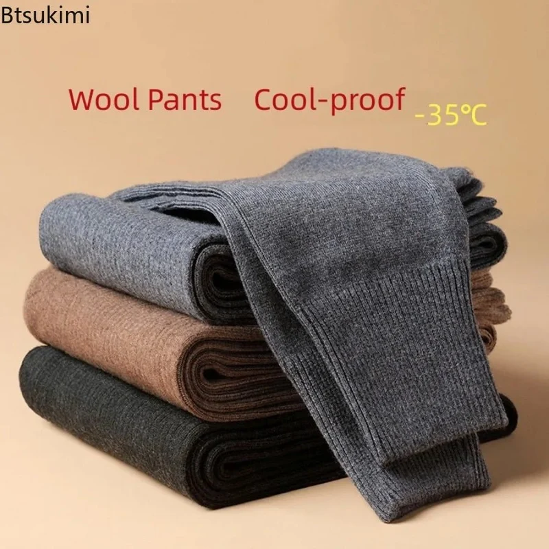 Kuschelige Winter-Thermo-Leggings aus Wolle – Elastische Leggings mit hohem Bund für ultimative Wärme