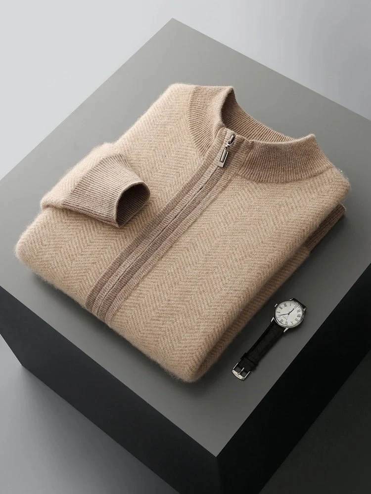 Verleihen Sie Ihrem Stil mit unserem Herren-Cardigan-Set aus Merinowolle das gewisse Etwas.