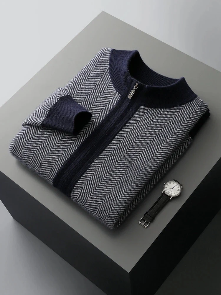 Verleihen Sie Ihrem Stil mit unserem Herren-Cardigan-Set aus Merinowolle das gewisse Etwas.