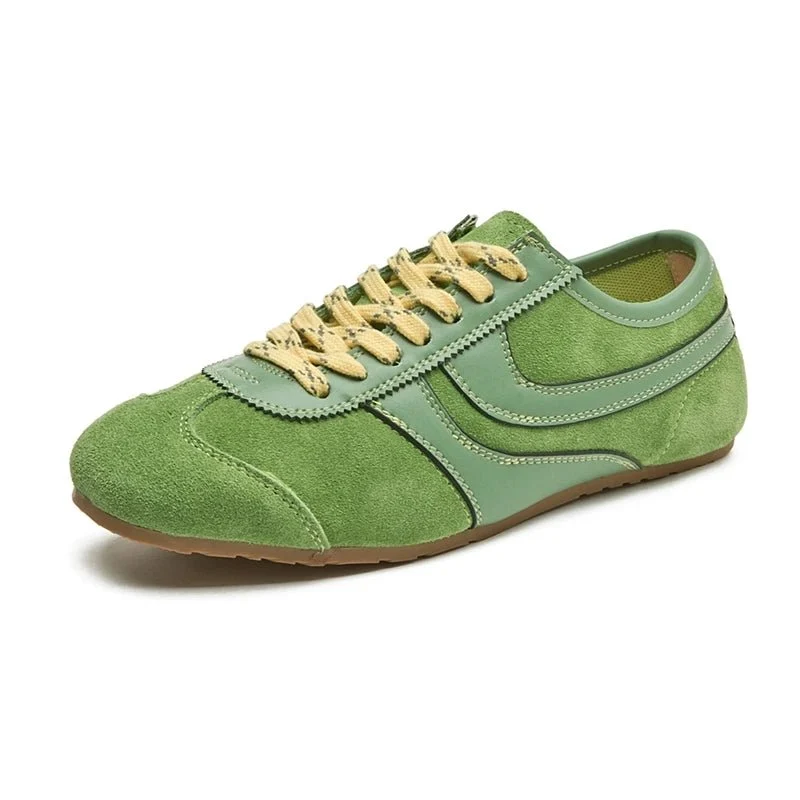 Genuine Leather Women's Retro Sneakers - Large Size Training Shoes