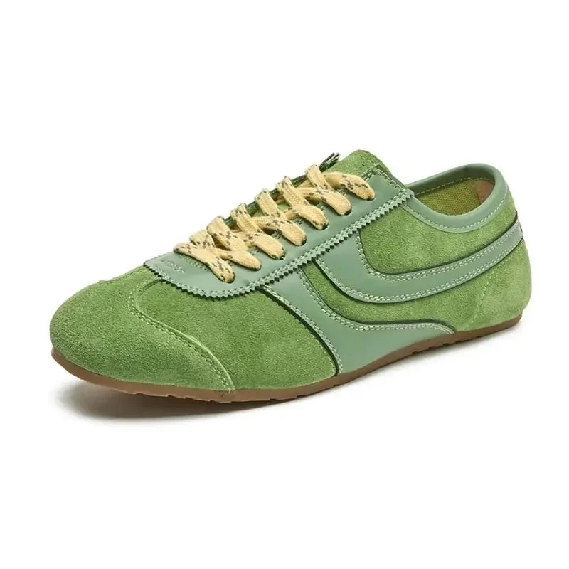Genuine Leather Women's Retro Sneakers - Large Size Training Shoes