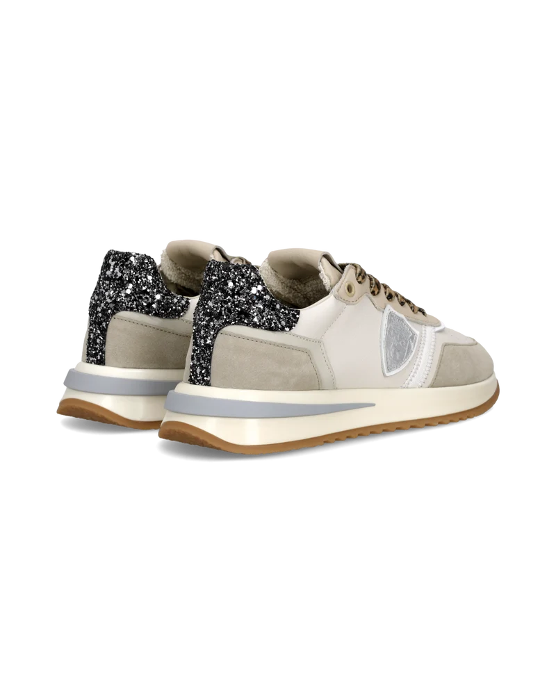 Sneakers Tropez 2.1 Women with glitter heel tab, Sand Black