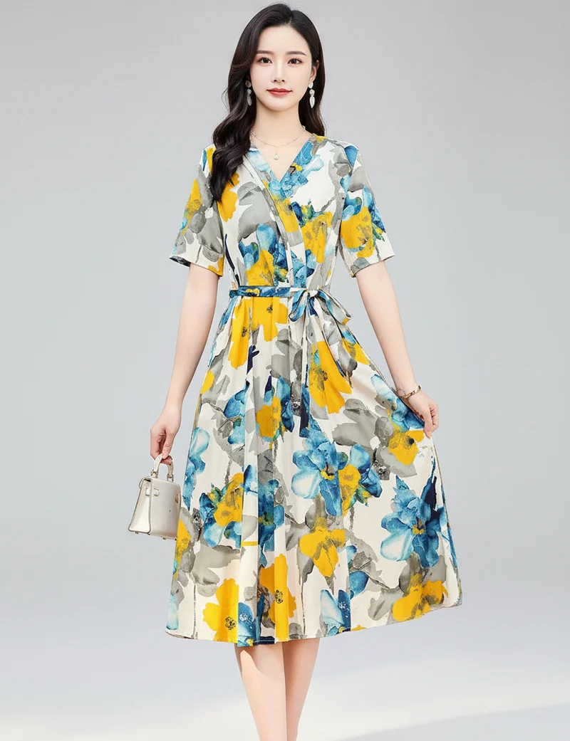 Verleihen Sie Ihrem Stil mit unserem eleganten Sommerkleid mit Blumenmuster das gewisse Etwas