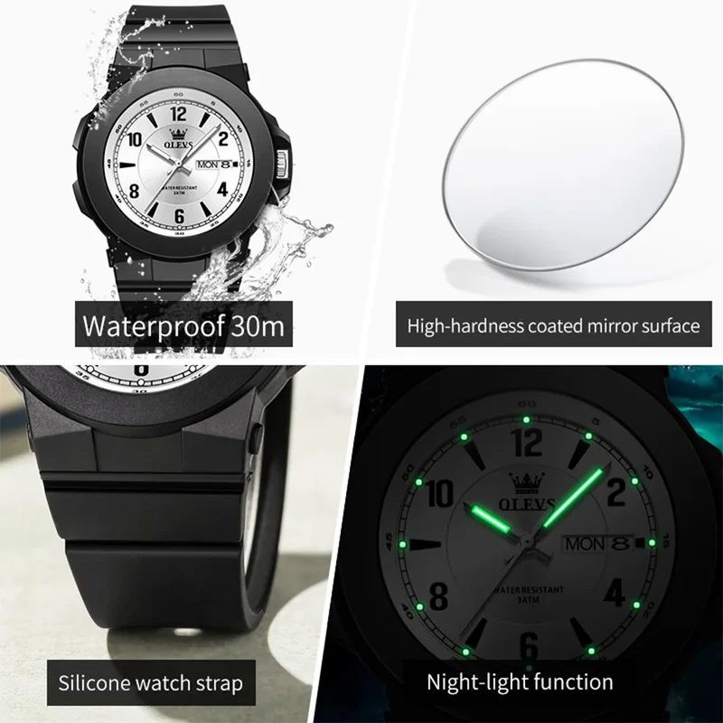 OLEVS Quarz-Sportuhr – Digitale Herrenuhr von Simplicity mit wasserdichtem Silikonarmband und hochfestem Glas