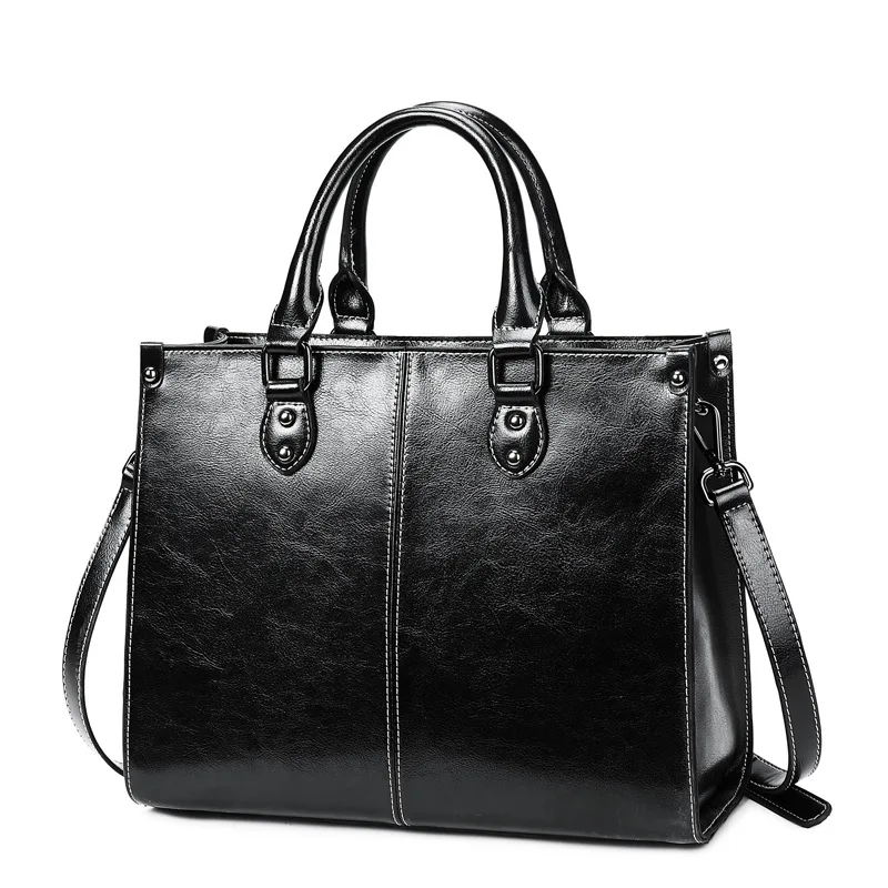 Damenhandtasche, Umhängetasche, Schultertasche, Tragetasche aus echtem Leder, Shopping, Mode, Büro, Messenger-Tasche aus echtem Rindsleder mit Henkel - Handtasche aus echtem Leder für Damen