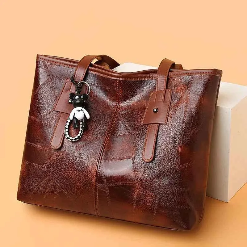 Trendige, geräumige Tragetasche für Damen – horizontale, quadratische Handtasche mit Reißverschluss, die über der Schulter getragen werden kann.