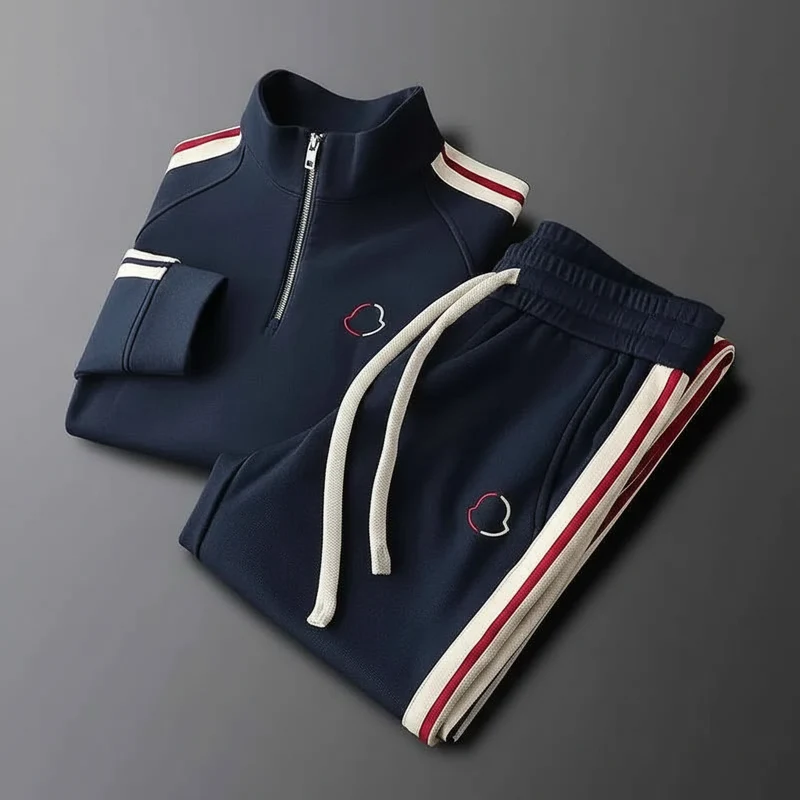 Neues modisches Herren-Sportset – Trendiger Hoodie und Jogginghose für Frühling, Herbst und Winter, Strickdesign mit Seitenstreifen