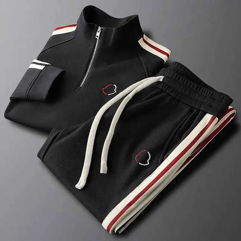 Neues modisches Herren-Sportset – Trendiger Hoodie und Jogginghose für Frühling, Herbst und Winter, Strickdesign mit Seitenstreifen
