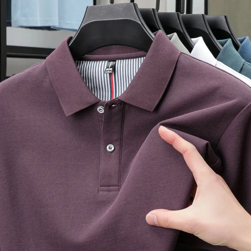 Hochwertiges Herren-Poloshirt für den Sommer – einfarbiges, gestreiftes T-Shirt