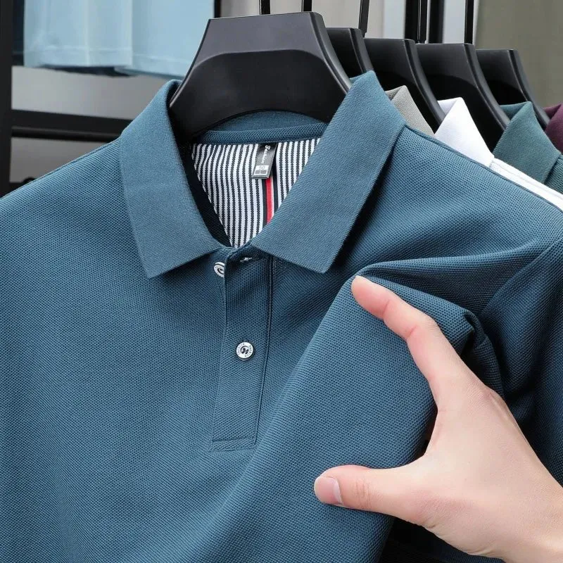 Hochwertiges Herren-Poloshirt für den Sommer – einfarbiges, gestreiftes T-Shirt