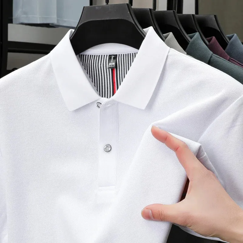 Hochwertiges Herren-Poloshirt für den Sommer – einfarbiges, gestreiftes T-Shirt