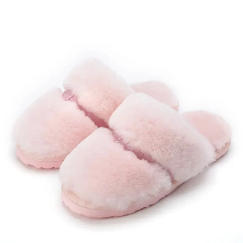 Kuschelige Winterpantoffeln aus Lammfell für Damen – Warme Hausschuhe aus Wolle zum Hineinschlüpfen