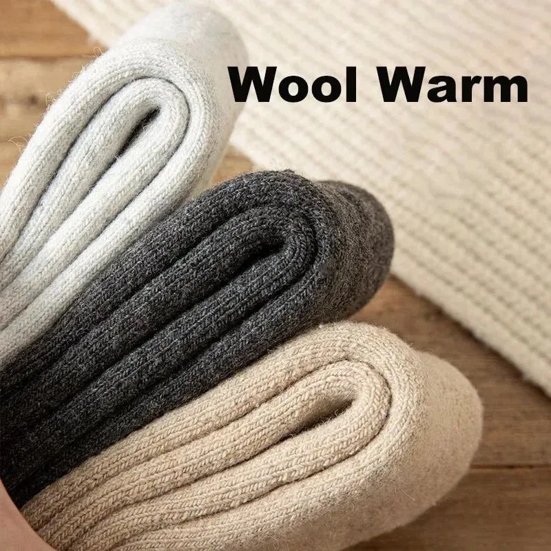 3 Paar Herren-Wintersocken aus Merinowolle – Superdicke Damen-Socken aus Merinowolle mit Herzmuster und Schlaufen