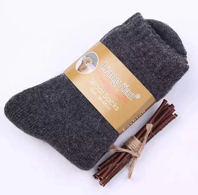3 Paar Herren-Wintersocken aus Merinowolle – Superdicke Damen-Socken aus Merinowolle mit Herzmuster und Schlaufen