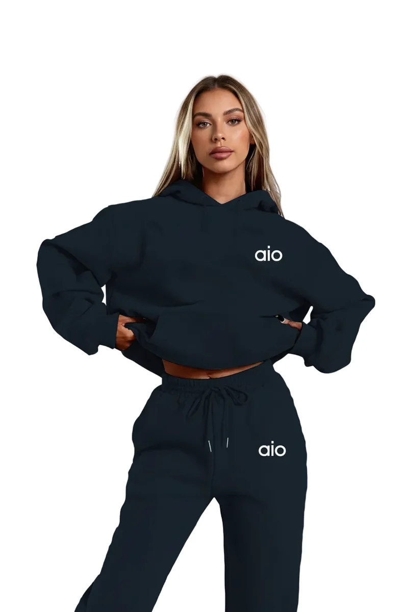 Damen-Hoodie-Set in Schwarz-Weiß – Verleihen Sie Ihrem Casual-Style Komfort und Trendbewusstsein.
