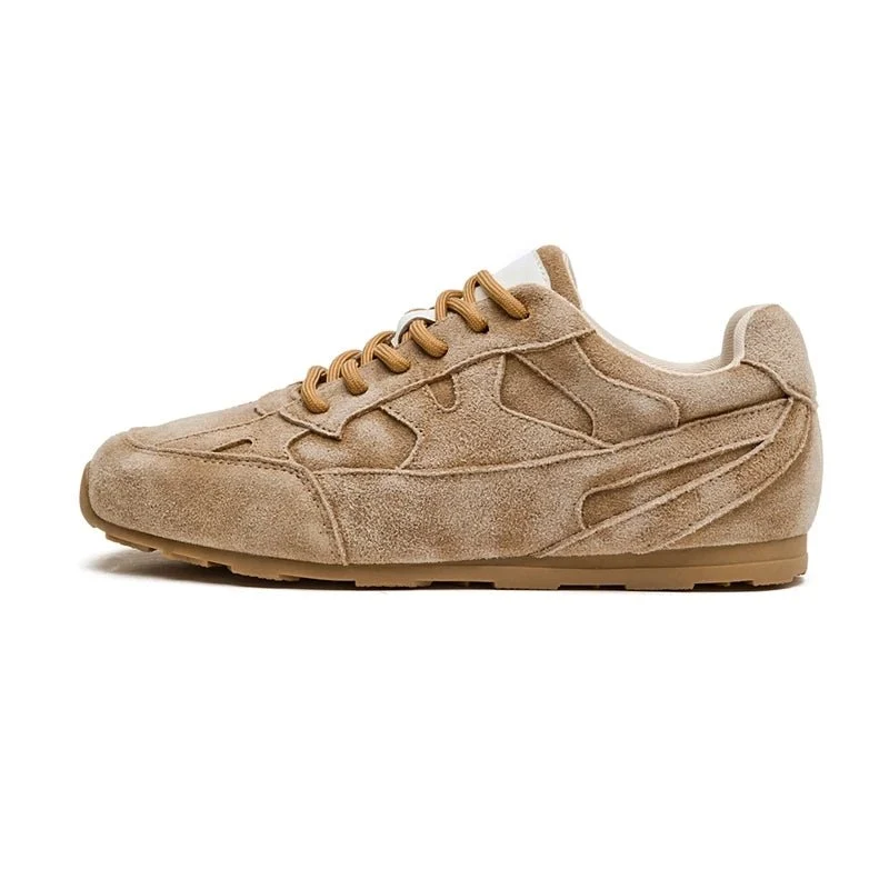 AIYUQI Women Retro Sneakers Genuine Leather Flat Training Shoes for Moral Style