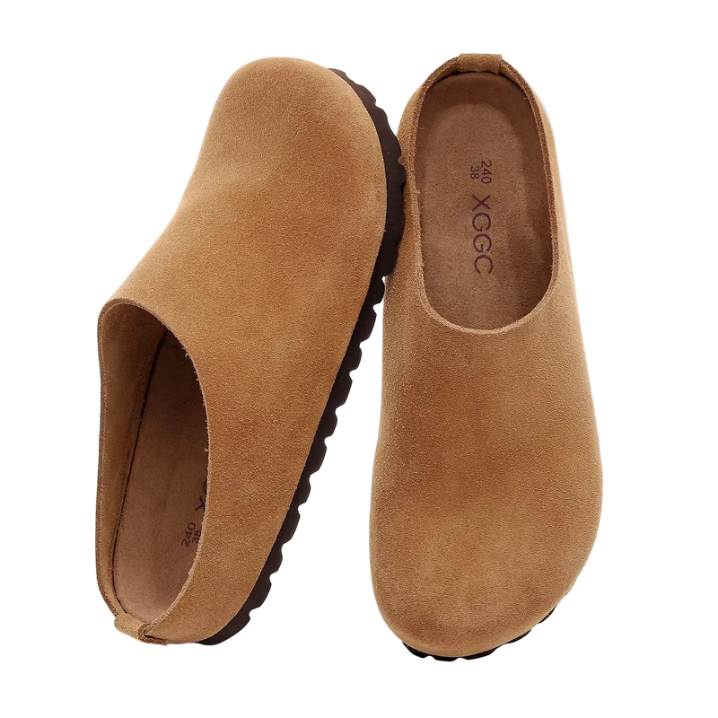 Cork Footbed Sandals with Arch Support - Comfortable Anti Slip Leather Clogs