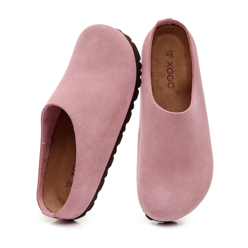 Cork Footbed Sandals with Arch Support - Comfortable Anti Slip Leather Clogs