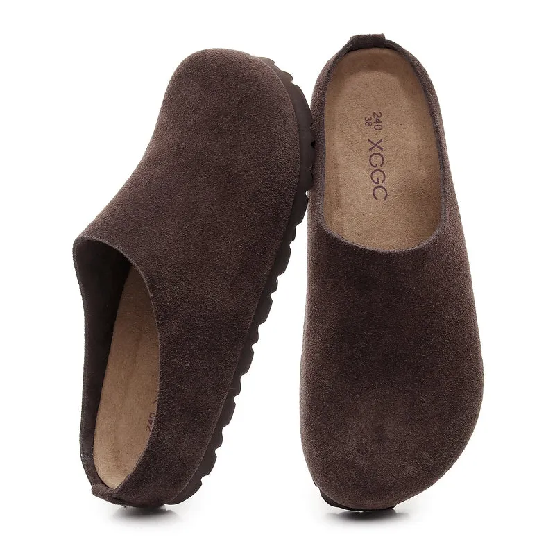 Cork Footbed Sandals with Arch Support - Comfortable Anti Slip Leather Clogs