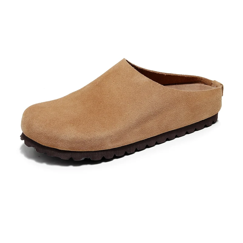Cork Footbed Sandals with Arch Support - Comfortable Anti Slip Leather Clogs
