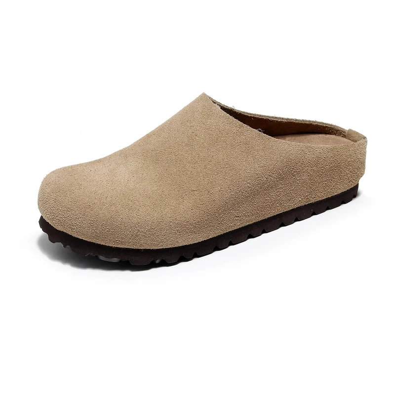 Cork Footbed Sandals with Arch Support - Comfortable Anti Slip Leather Clogs