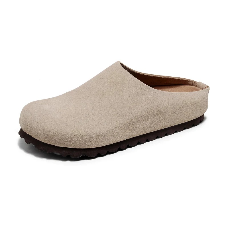 Cork Footbed Sandals with Arch Support - Comfortable Anti Slip Leather Clogs