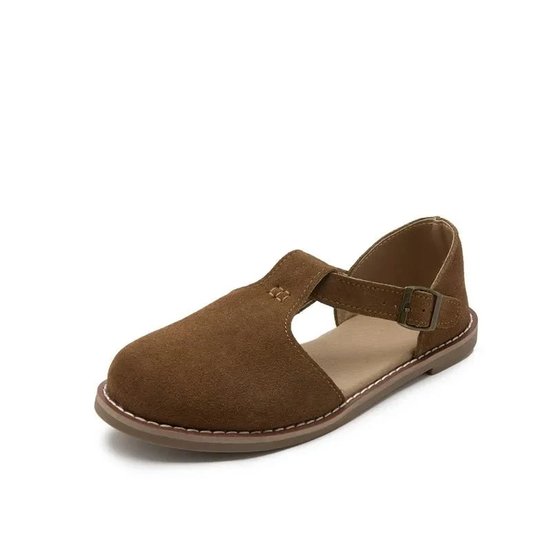 Stylish Genuine Leather Sandals for Women - Hollow Roman Design