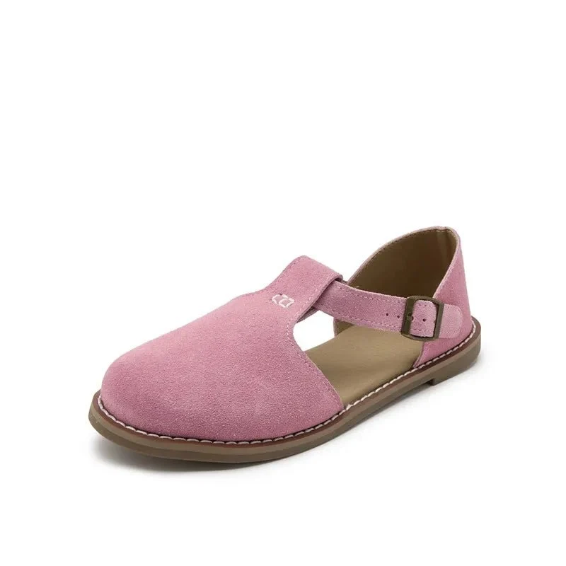 Stylish Genuine Leather Sandals for Women - Hollow Roman Design
