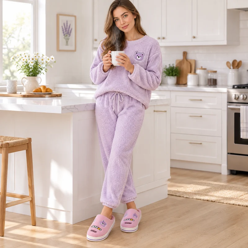 Kuschelige Plüschpantoffeln mit Cartoon-Bären – weich, stylisch und warm für Zuhause