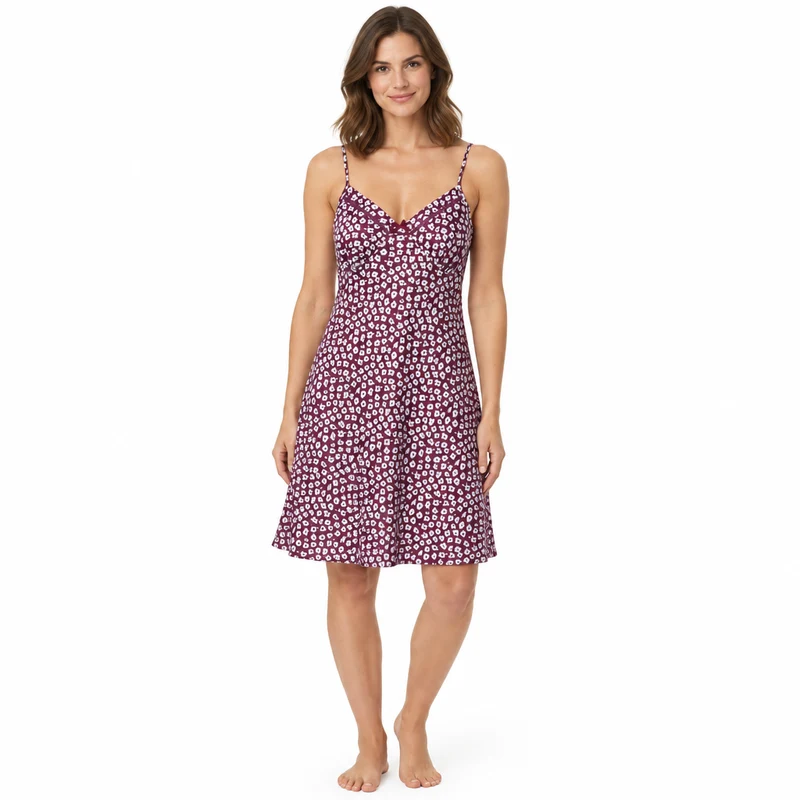 Satin-Hemdchen für Damen, Größen 8 bis 20, mit Petit-Fleur-Muster und Zierborte