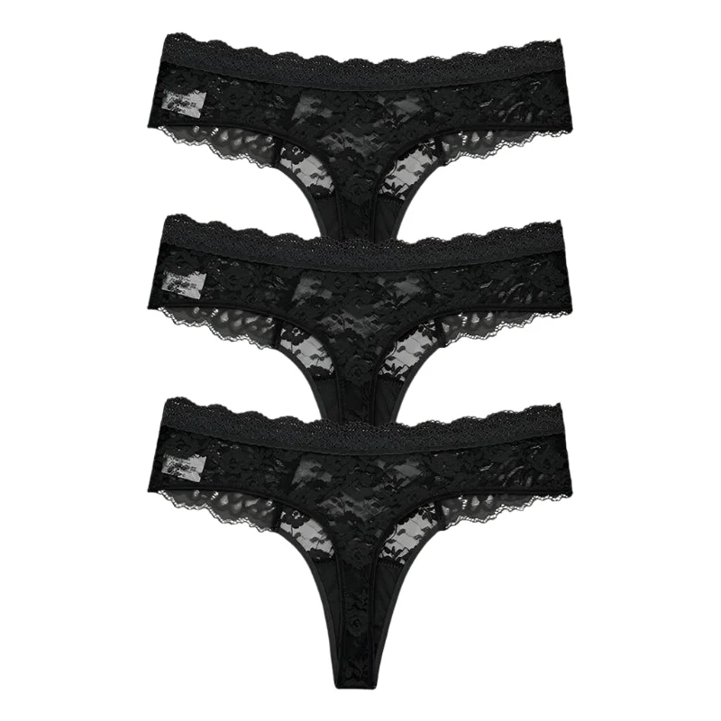 Komfort trifft auf Eleganz: Damen-Spitzen-G-String-Höschen-Set – 3er-Pack (S–XL)