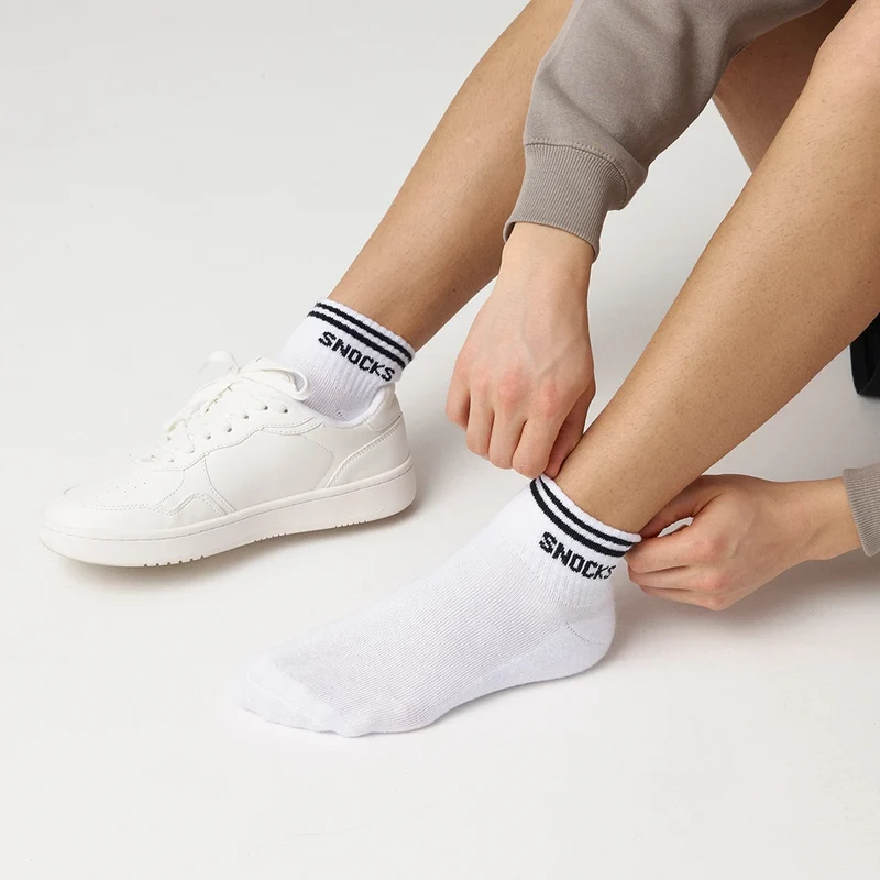 Retro Sneaker Socken | Weiß (Streifen)