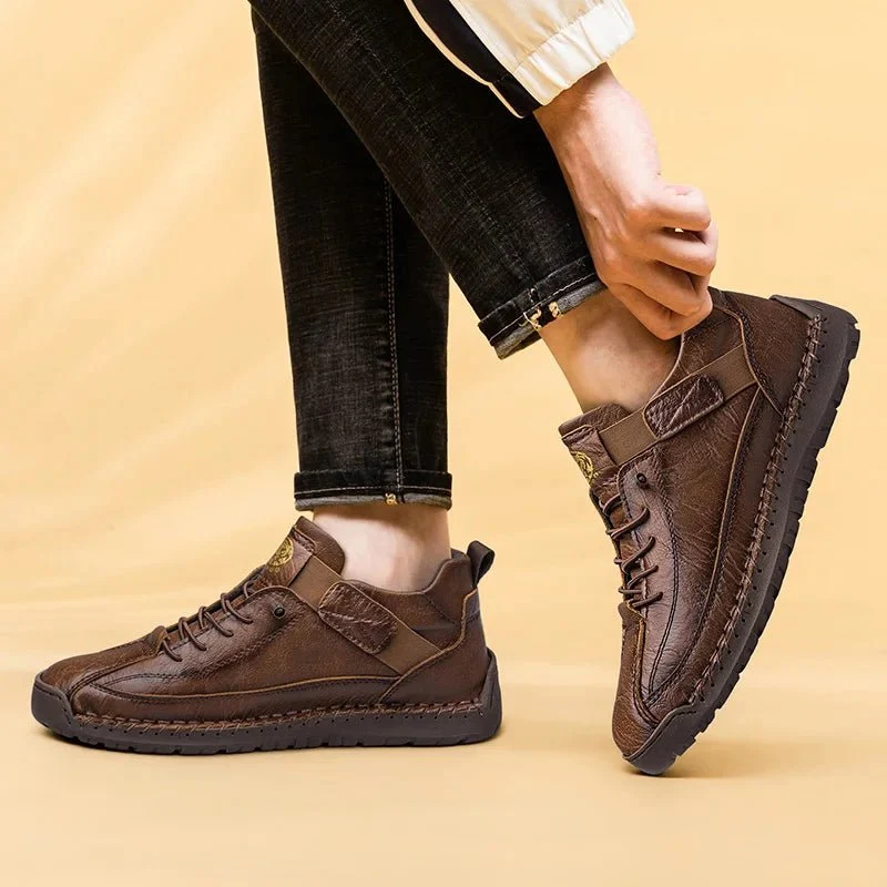 CLOHOO Handgefertigte Herren-High-Top-Freizeitstiefel – Atmungsaktive Outdoor-Stiefeletten mit erweiterten Größenoptionen