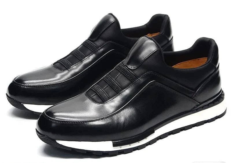 Herren-Sneaker aus Leder – Schnürschuhe aus echtem Leder mit runder Zehenpartie