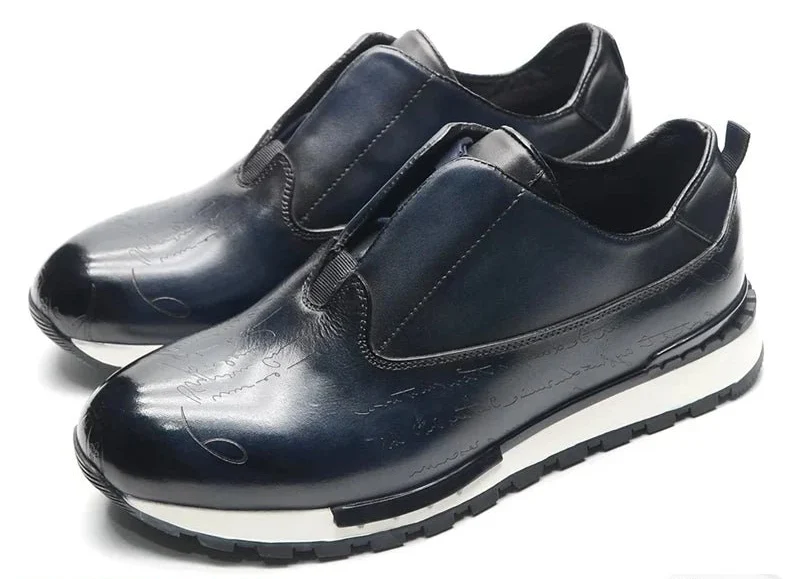 Herren-Sneaker aus Leder – Schnürschuhe aus echtem Leder mit runder Zehenpartie