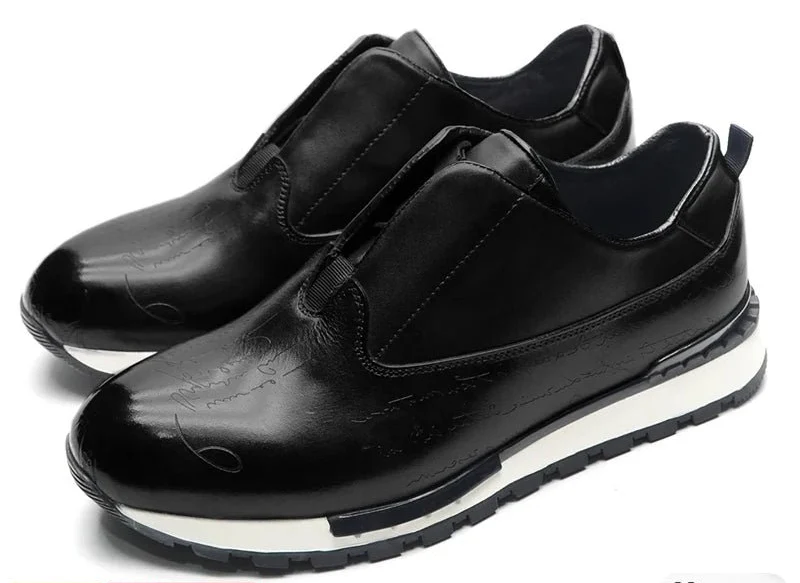 Herren-Sneaker aus Leder – Schnürschuhe aus echtem Leder mit runder Zehenpartie