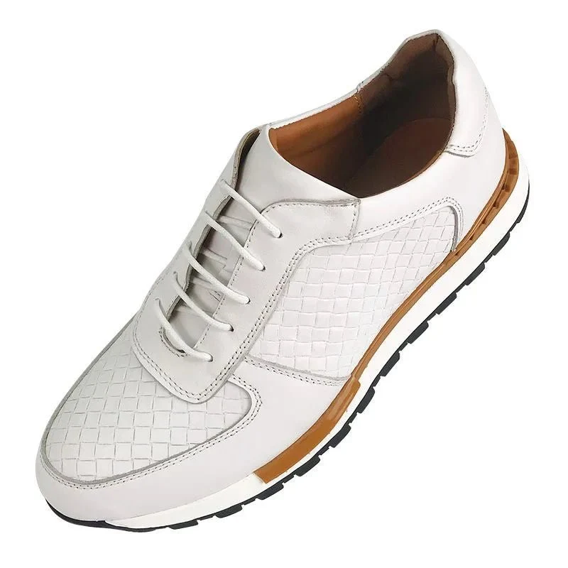 Luxuriöse Sneaker aus echtem Leder, kariertes Webmuster, Schnürschuhe, Herren-Oxford-Schuhe für Frühling/Herbst 2025