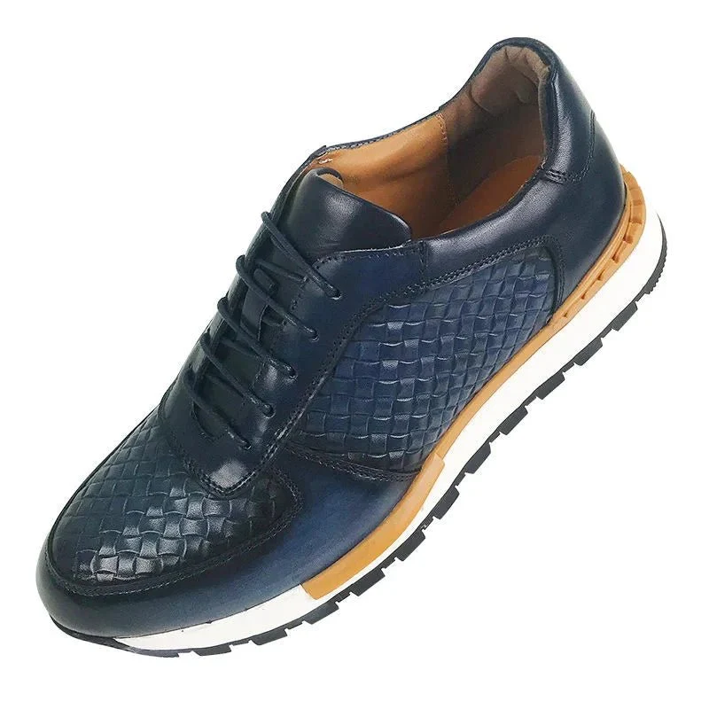 Luxuriöse Sneaker aus echtem Leder, kariertes Webmuster, Schnürschuhe, Herren-Oxford-Schuhe für Frühling/Herbst 2025