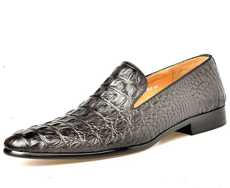 Luxuriöse Herren-Loafer mit Krokodilmuster – handgefertigte braune Slipper für formelle Anlässe im Büro
