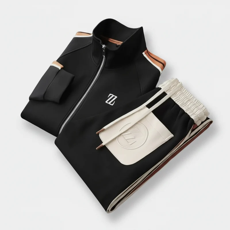 Stilvolles Herren-Set aus bestickter Jacke und Hose für einen coolen Alltagslook