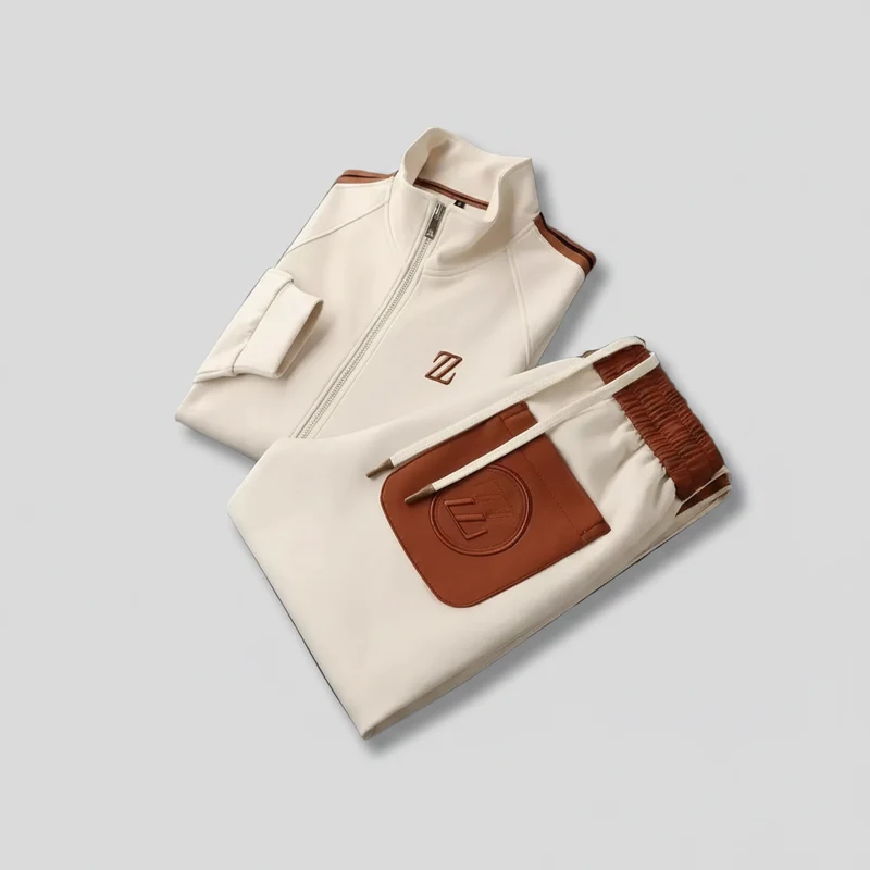 Stilvolles Herren-Set aus bestickter Jacke und Hose für einen coolen Alltagslook