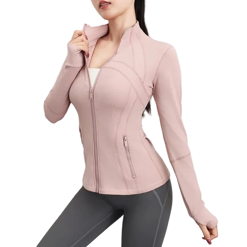 Schmale Yoga-Sportjacke, langärmeliges Oberteil für Laufen und Fitness